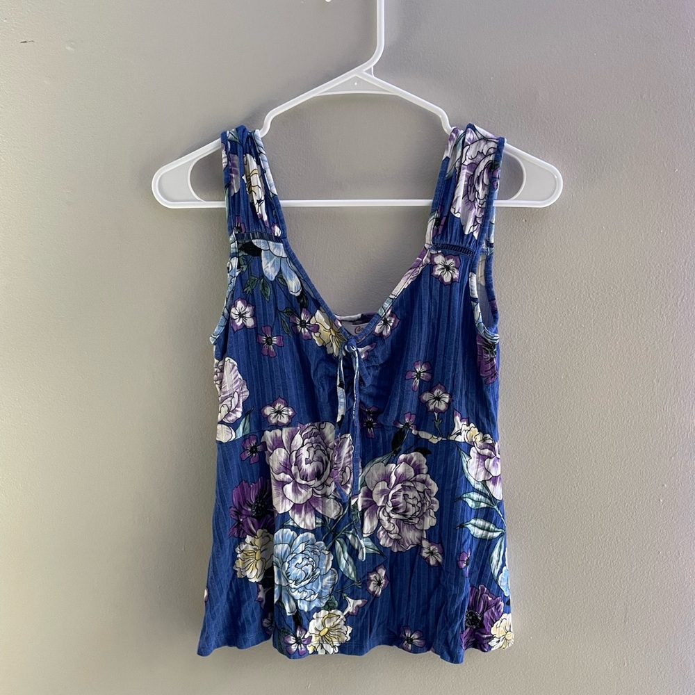 Candie’s Blue Tank Top With Floral Print